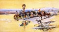 Los indios viajando en travois 1903 Charles Marion Russell Indios Americanos